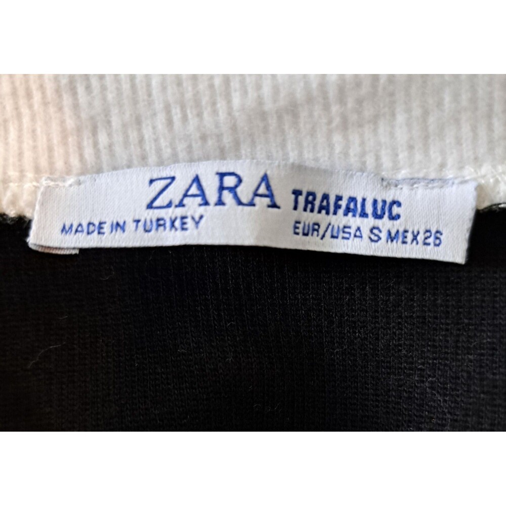 Zara Pocket T-Shirt Dress Size S Knit Short Sleeve Black with White Trim Modern - Picture 3 of 10